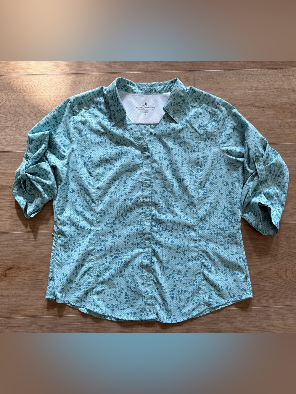 Royal Robbins Expedition Chill Print Hiking Shirt Women’s L Blue